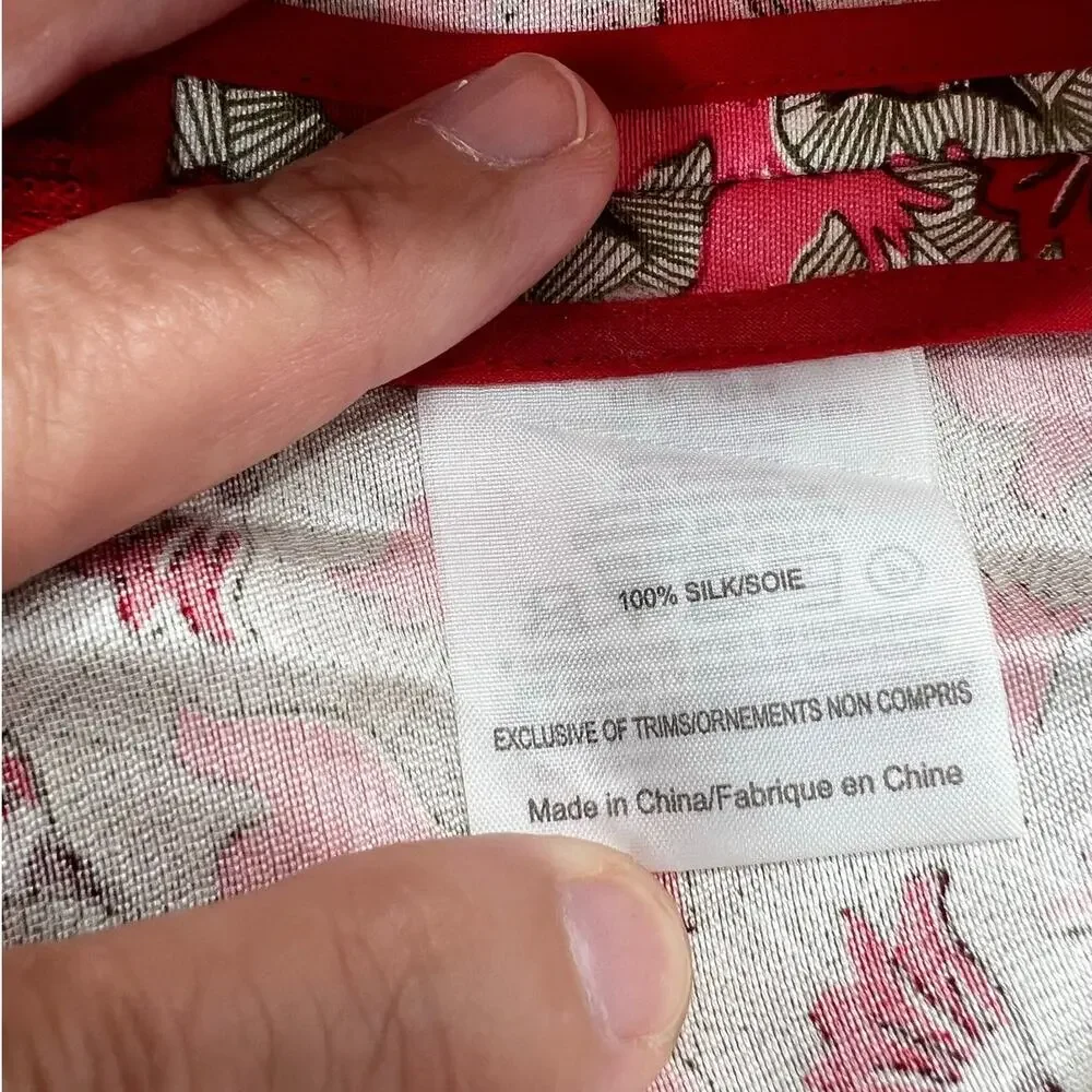Tory Burch Bloom Doves Silk Gazar Dress Shorts High Rise Gray/Pink/Red Women 8